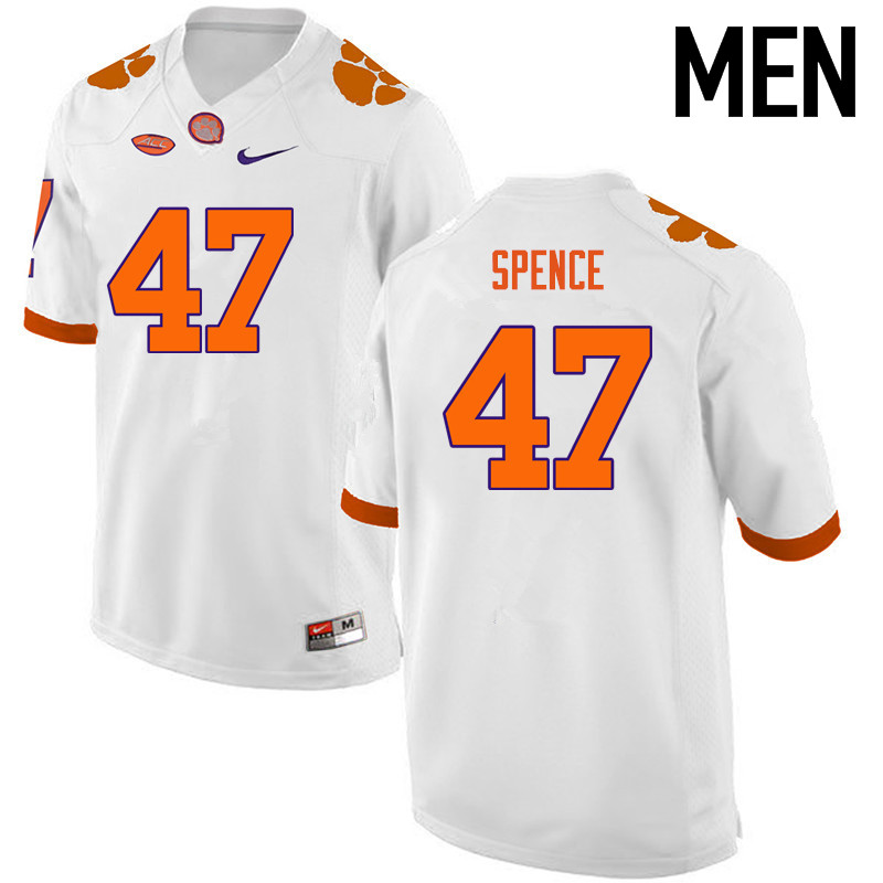 Men Clemson Tigers #47 Alex Spence College Football Jerseys-White - Click Image to Close